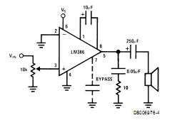 Amplifier Gain = 200 Lm386N