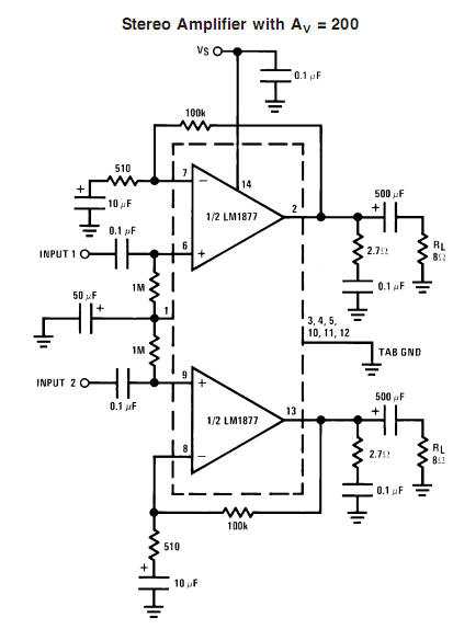 Lm1877 Circuit Diagram Audio Amplifier Lm1877N 2W