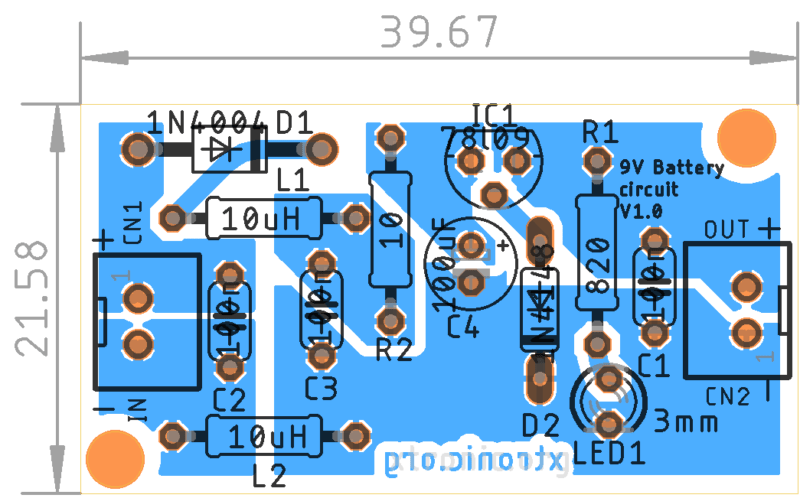 Pcb, Printed Circuit Board Component View For 9V Battery Eliminator Circuit For Car