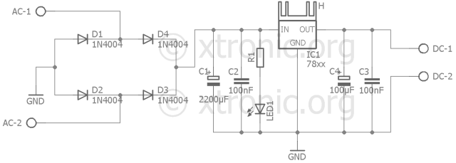 Power Supply 78Xx 7805 7812 Schematic 7805 Pinout, 7805 Regulator, 7805 Regulator Datasheet, 7805 Voltage Regulator, 7805 Voltage Regulator Datasheet, 78052 Zip, 78058T, 7805Ct, 7805Ct Datasheet, Bench, Circuits, Energy, Power Supply, Tips, Tutorial Circuit Of Power Supply Using The 78Xx Family Ic