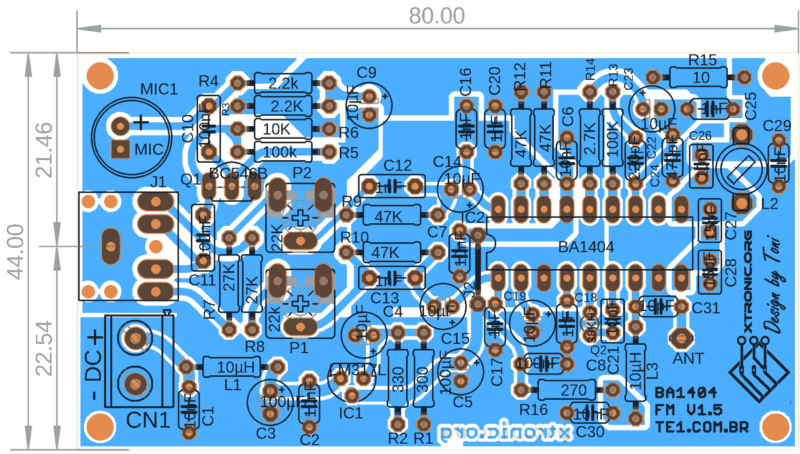 Pcb Fm Stereo Transmitter Ba1404 Ic Component View