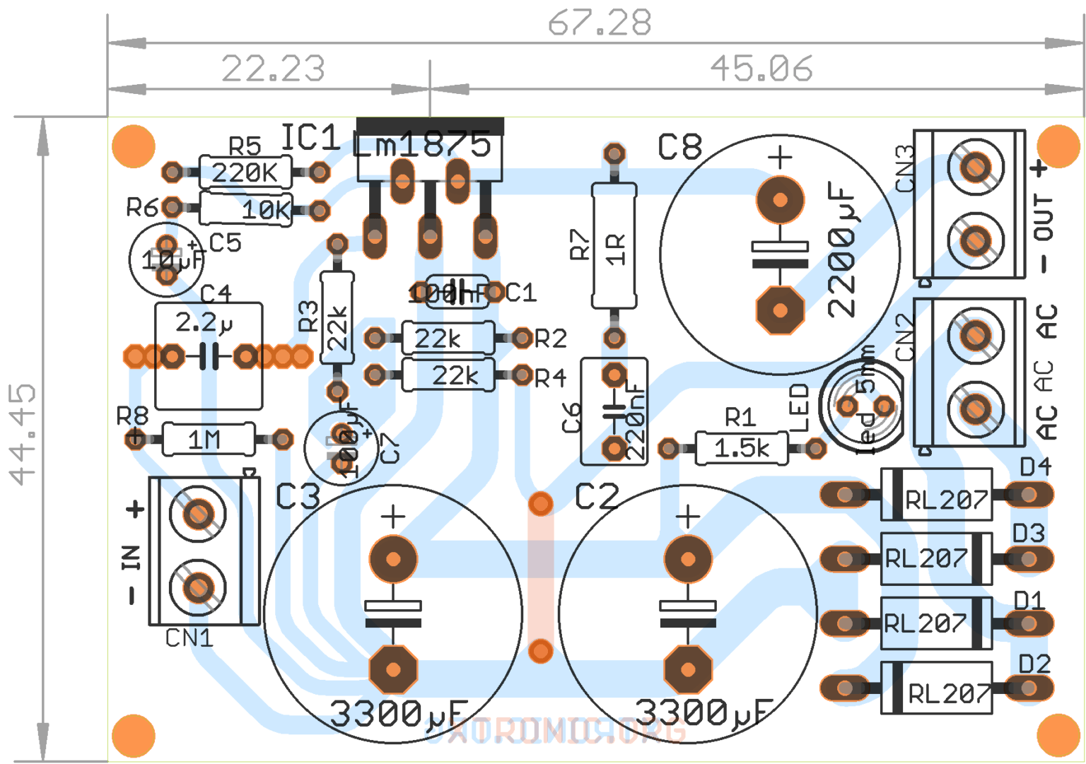 Circuit Of Power Audio Amplifier Lm1875 20W