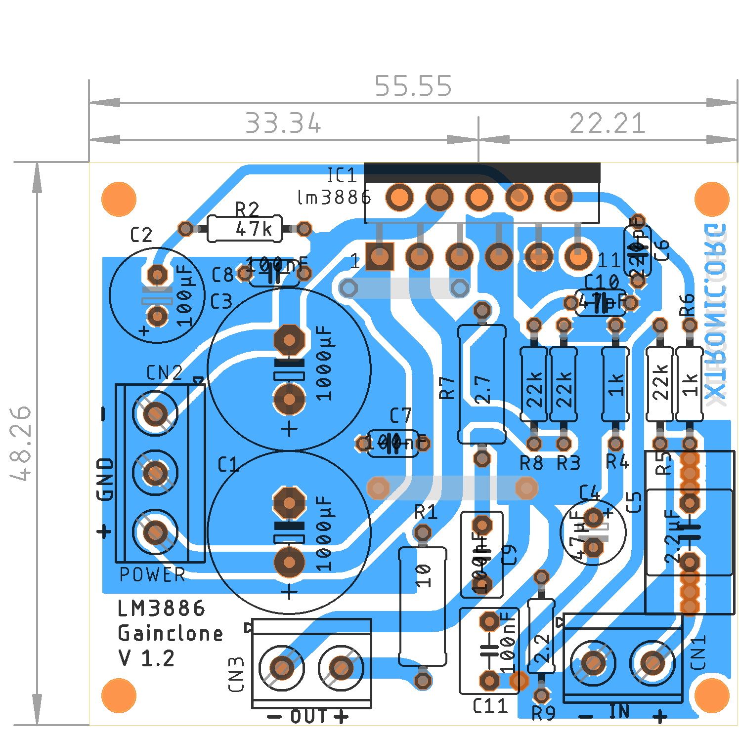 LM3886 Amplifier Board Gainclone LM3886TF PCB - Xtronic