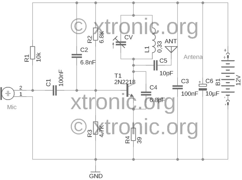 Schematic For Assembling The Fm Transmitter With 2N2218