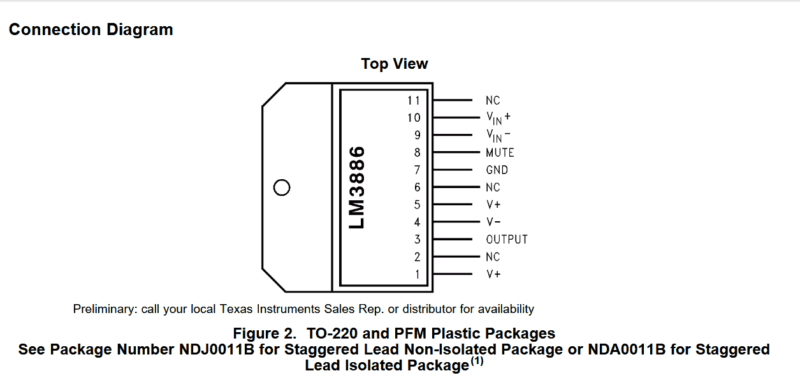 Lm3886 Pinout Datasheet