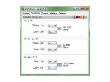 Ohms Law 2 Calculate electric Voltage, Resistance, Current and Wattage
