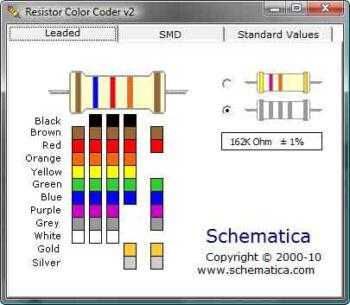 4 or 5 band Leaded-Type Resistor Color Coder