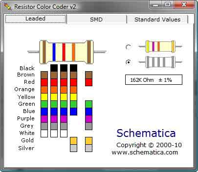 4 Or 5 Band Leaded-Type Resistor Color Coder