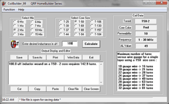 Download CoilBuilder_99 Qrp home builder series free coil calculator