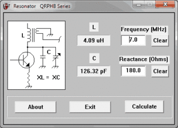 Download Resonator free calculator the inductor and capacitor values for the tank circuit of a simple bipolar transistor RF amp