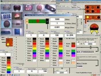 Electronics Genius identifies resistors, capacitors, chokes and coils by their letters, colors