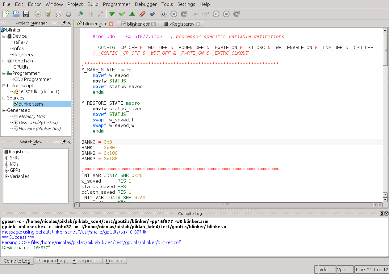 Piklab - IDE for PIC microcontrollers