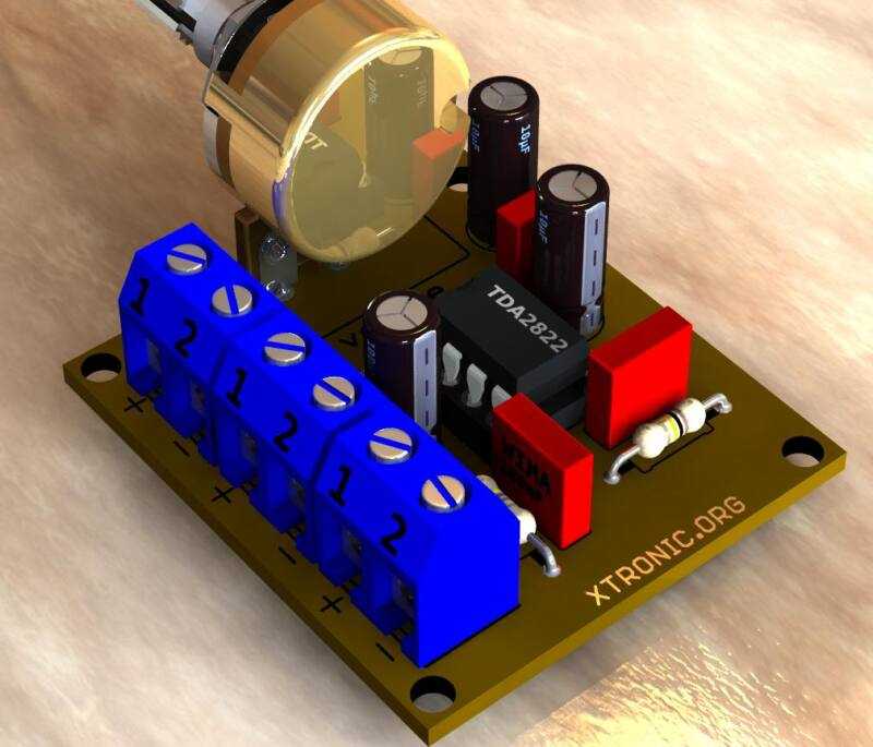 This is a small amplifier using TDA2822 chip. Including volume control