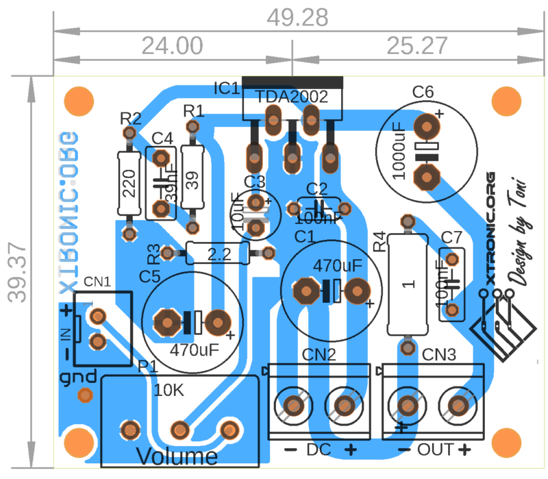 Amp-Tda2002-Single-Pcb-Layout