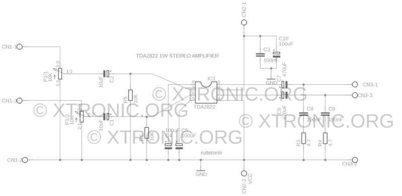 Tda2822 Amplifier Circuit Diagram Stereo 2X 1W