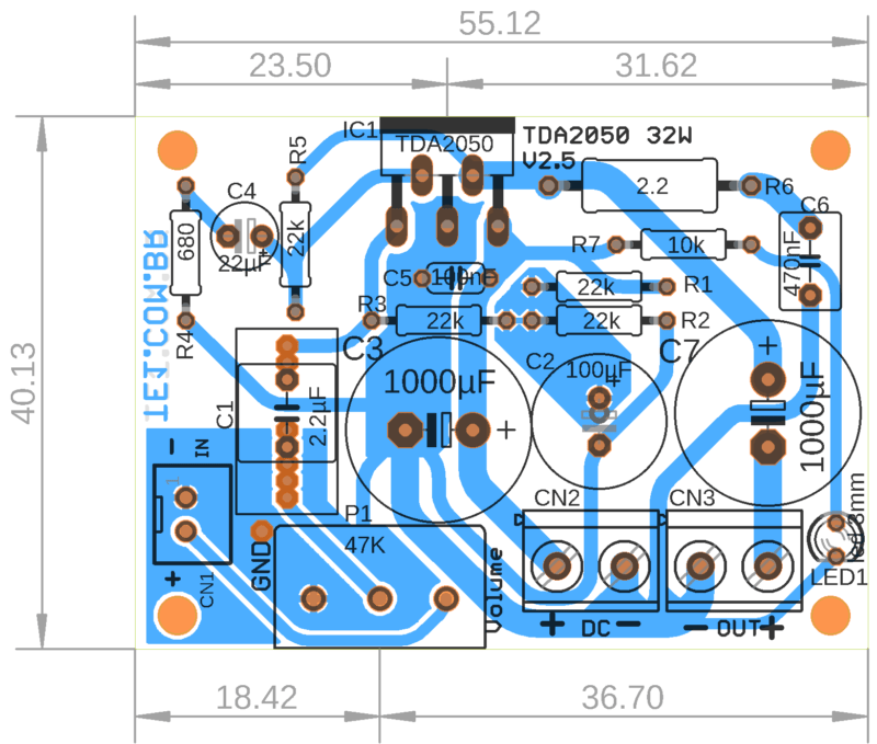 Printed Circuit Board Component View Pcb Tda2050 Amplifier Circuit Board 32W