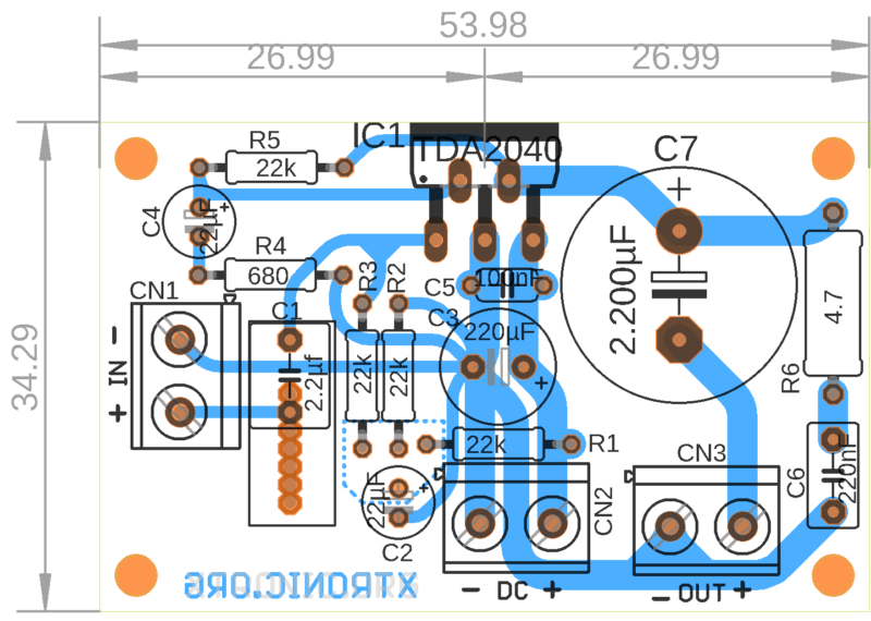 Tda2040 Amplifier Circuit Diagram 30W Schematic Pcb Component View