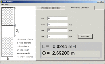 Download Coil Maestro program calculates dimensions of inductance