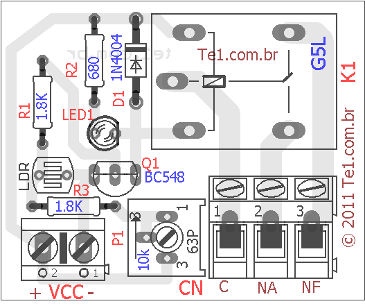Shadow Sensor Componnents Circuits, Energy, Light / Led Circuit Sensor Shadow (Twilight) With Ldr - Lighting Control