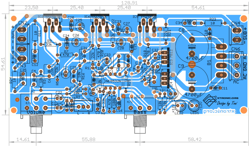 Tda2030 2 1 Amplifier Board Circuit