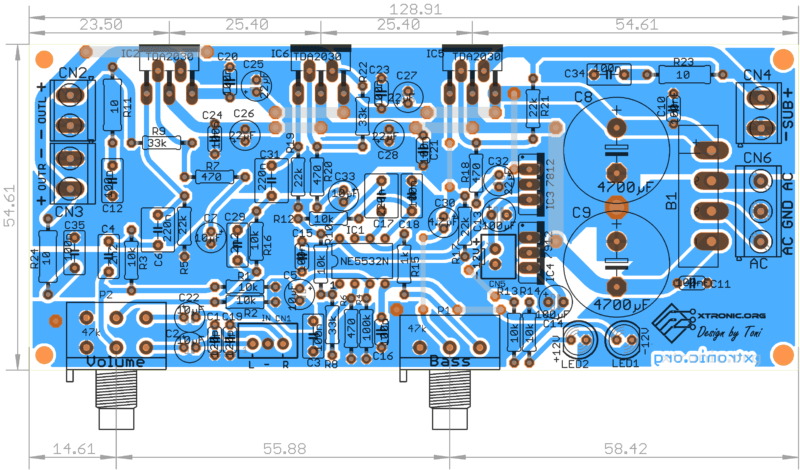 Tda2030 2.1 Amplifier Board Circuit Diagram Subwoofer Pcb For Tda2030 2.1 Amplifier Board Circuit Diagram Subwoofer