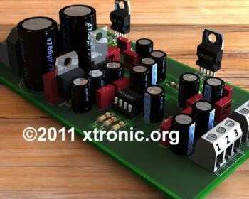Circuit audio amplifier stereo power with LM1875 and preamp for NE5532 - 2 x 20 Watts