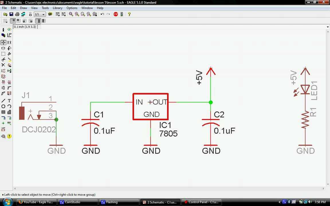 Autodesk Eagle Cad Tutorial Lesson 5 - Finish Schematic - Xtronic