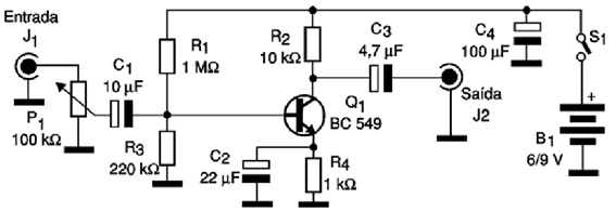 Circuit Audio Pre-Amplifier With A Bc549 Transistor