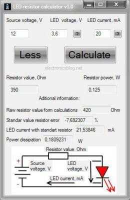 Download LED resistor calculator for windows v1.0