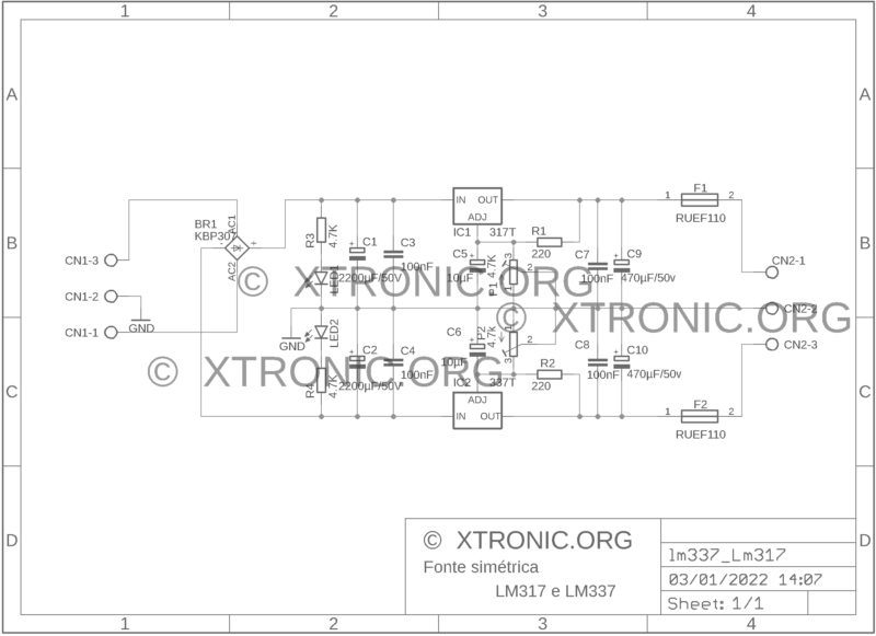 Schematic  Symmetrical Power Supply Lm317 Lm337 Dual Power Supply Pcb Schematic