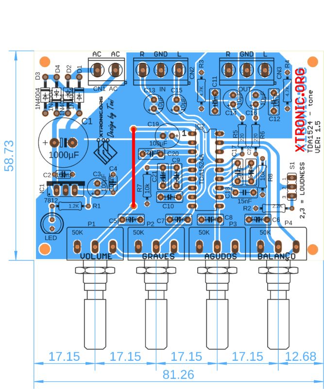 Pcb Layout Component View Tda1524A Tda1524 Tone Control Circuit Diagram