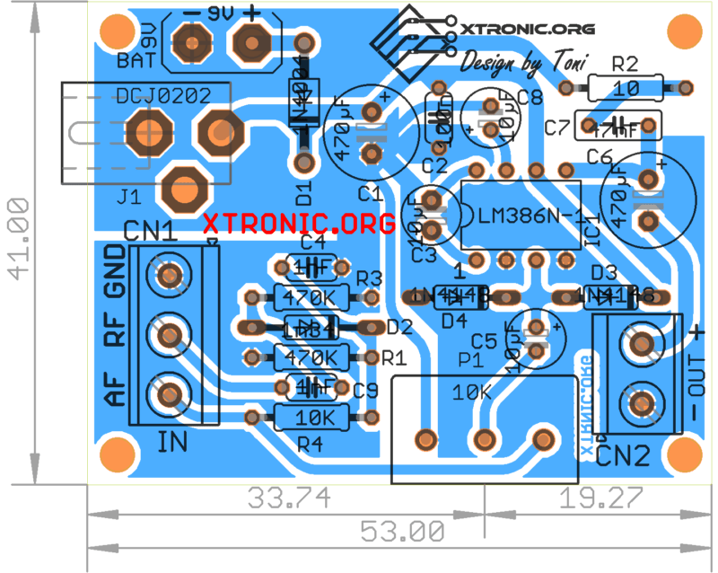 Pcb Printed Circuit Board Component View. The Lm386 Audio Signal Tracer Rf Probe Amplifier Circuit Diagram