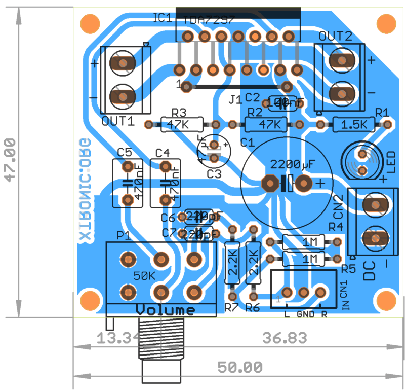 Pcb Component View Tda7297 Amplifier Circuit Diagram Stereo Board