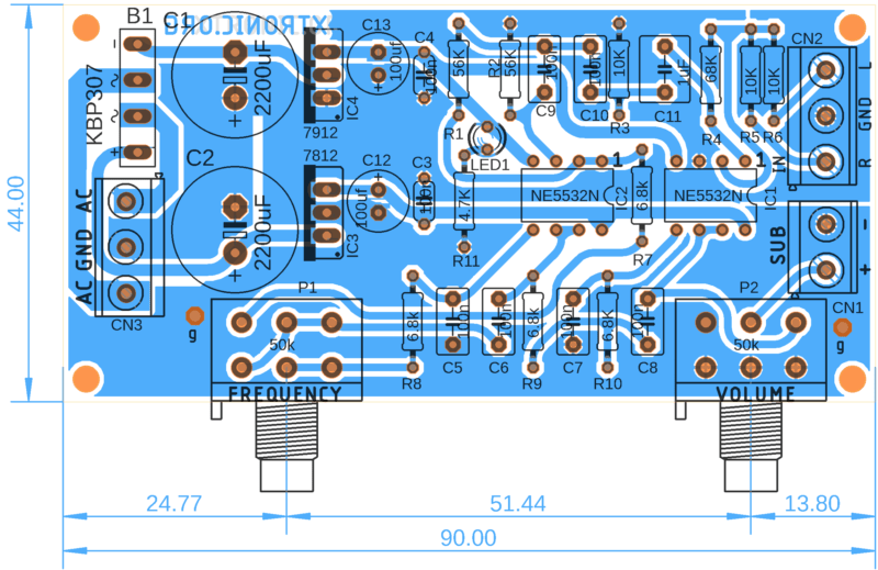 Ne5532 Bass, Subwoofer Filter Pcb Component View Ne5532 Bass, Subwoofer Filter Bass Filter Circuit Diagram Subwoofer Preamplifier