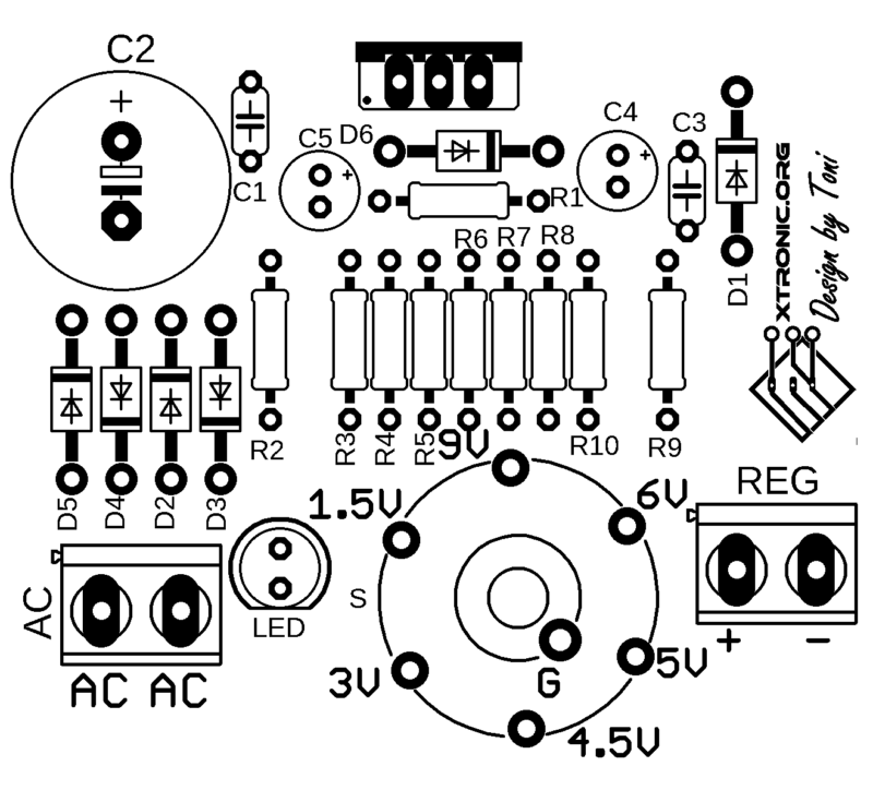 Circuit Regulated Linear Power Supply With Lm317 Pcb Component Silk