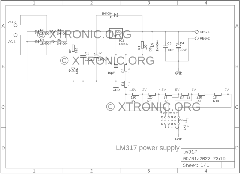 Circuit Regulated Linear Power Supply Schematic