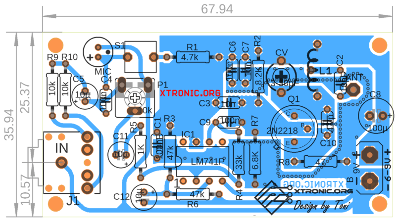 Transmitter-Fm-741-Op-Amp-Power-2N2219-Layout