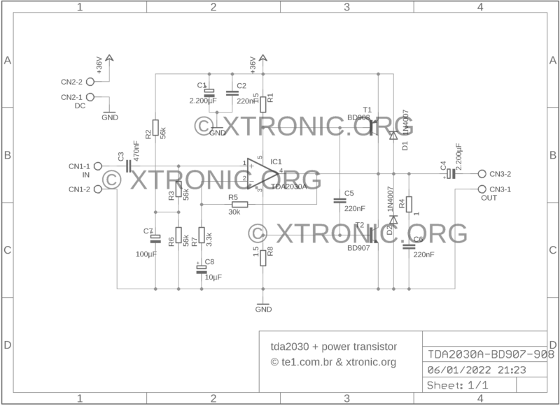  Tda2030A Amplifier Circuit Tip41 Tip42 Driver 