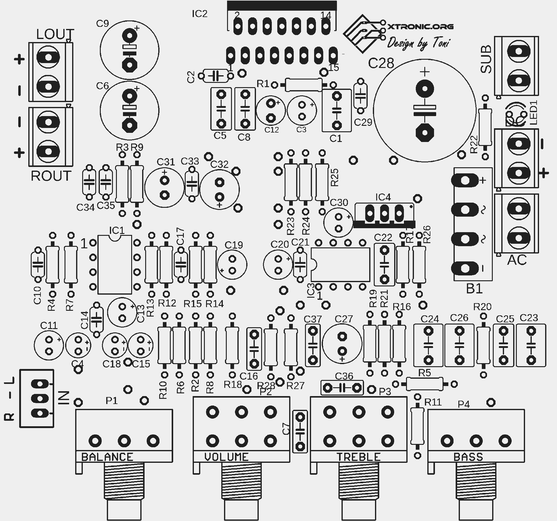 TDA7377 2.1 Amplifier Circuit Diagram With PCB - Xtronic