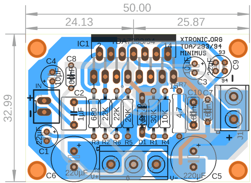 Audio Power Amplifier With Ic Tda7294 Or Tda7293 – #Minimus - Pcb Layout