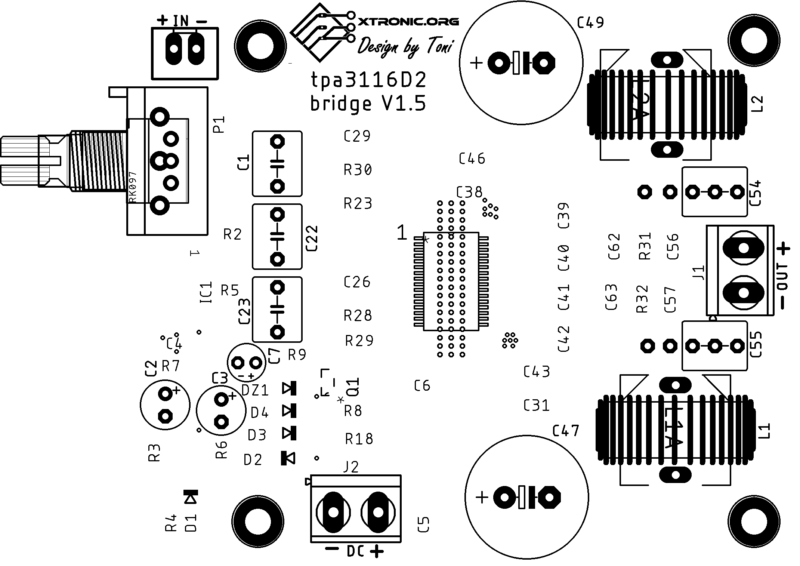 Circuit Power Audio Amplifier Ic Tpa3116D2 D Class Pcb Bottom