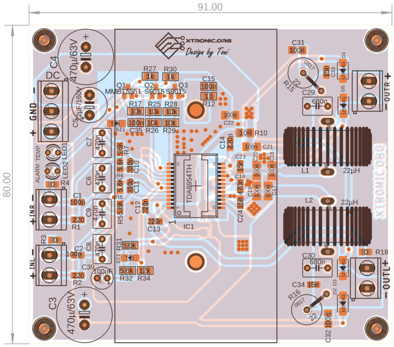 Tda8954Th Amplifier Board Circuit Diagram Pcb Component View Top