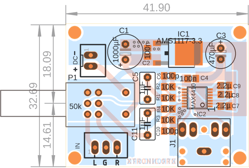 Pcb Component View Headphone Drive Amplifier Max4410