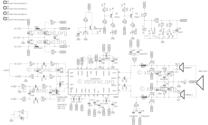 Schematic Tda8954 Power Class-D Amplifier Board 420W