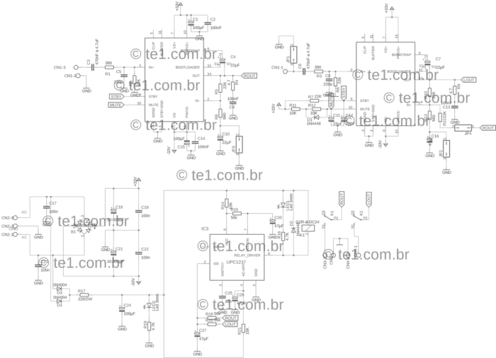 Amplifier Tda7294 Or Tda7293 With Upc1237 Protection Schematic Circuit