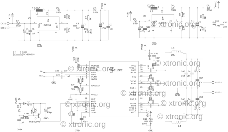 Circuit Diagram Tpa3116D2 Amplifier Board Schematic 1 Tpa3116D2 Amplifier Board Circuit Diagram Tpa3116D2 Amplifier Board Xl6019 1 Amplifier, Audio, Circuits, Class D, Power Amplifier, Power Amplifier Circuit, Tpa3116, Tpa3118 Circuit Diagram Tpa3116D2 Amplifier Board Schematic