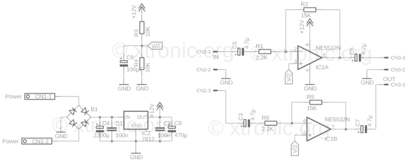 Preamplifier Circuit Diagram With Op-Amp Schematic Ne5532