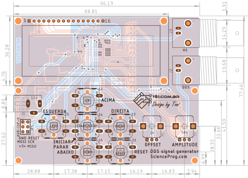 View Of Components Top Dds Signal Generator Dds Signal Generator Dds Signal Generator With Avr Sine, Square, Ecg 8Mhz 4 Avr, Circuits, Dds, Meter, Microcontroller View Of Components Top Dds Signal Generator