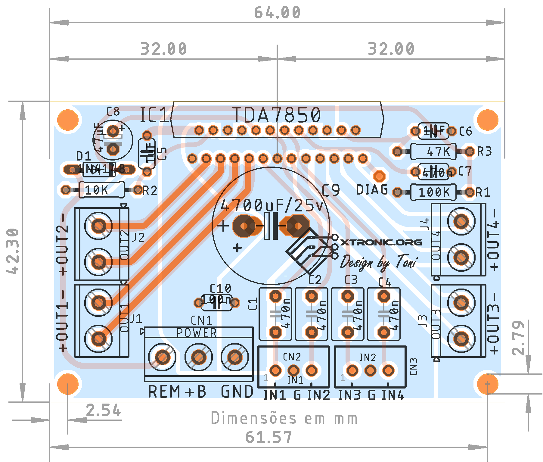 Audio Power Amplifier Circuit With TDA7388 Or TDA7850 - Xtronic
