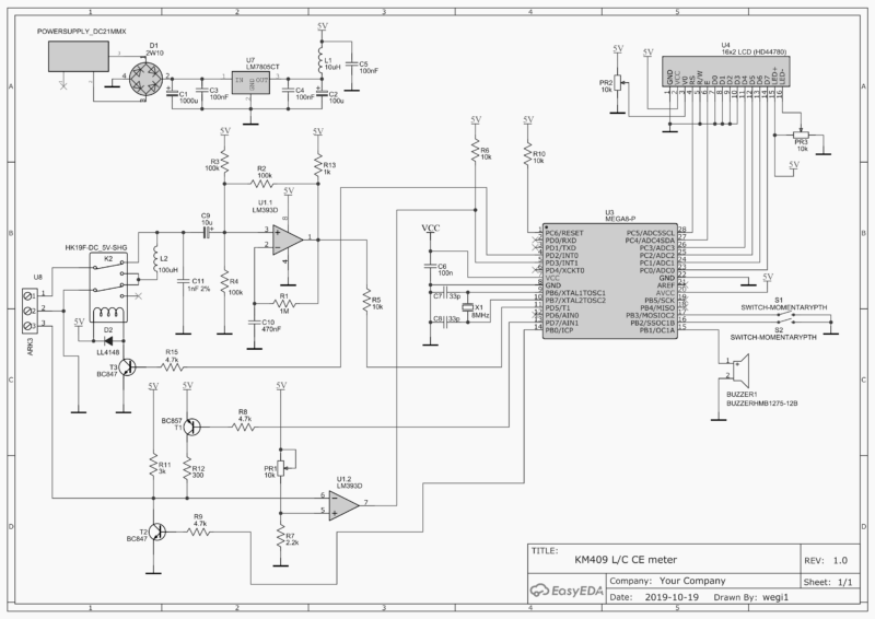 Lc Meter Schematic Lc Meter Capacitor, Circuits, Inductor, Lc Meter, Measure, Microcontroller, Tester, Transistor Tester Lc Meter Circuit Km409 With Atmega